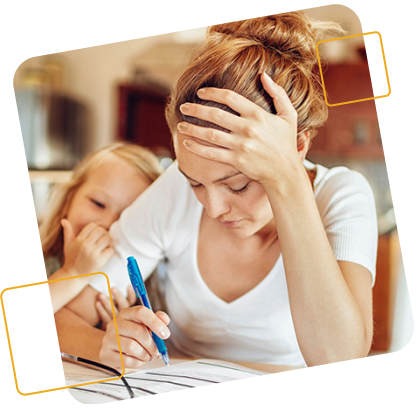 Mom trying to work with kids in background