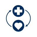 Health and heart icon with arrows