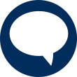 white conversation bubble on a blue background