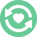 Care updates icon with heart and arrows