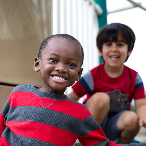 Two boys on slide