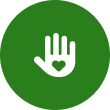 Hand icon with heart in the middle