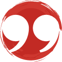 Quote marks on red background
