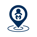 Map icon with baby icon inside