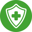 badge icon with a plus sign in the middle